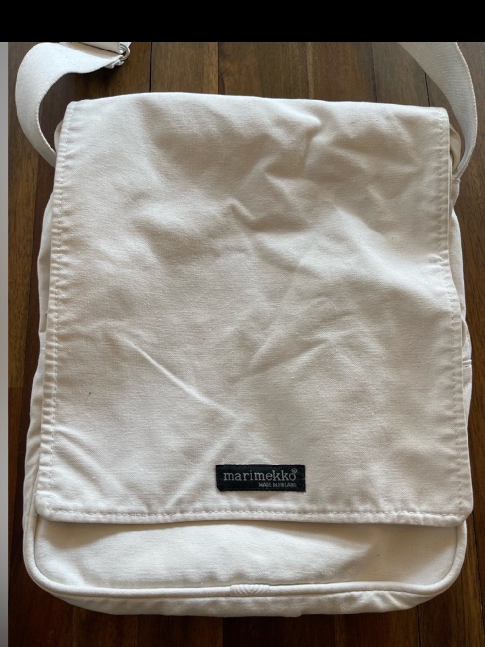 Marimekko White Canvas crossbody Bag vintage made in Finland